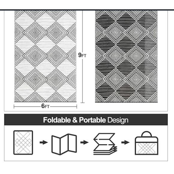 Waterproof Outdoor Rug 5x8ft, Foldable Reversible Plastic Straw Mat - Picture 2 of 6